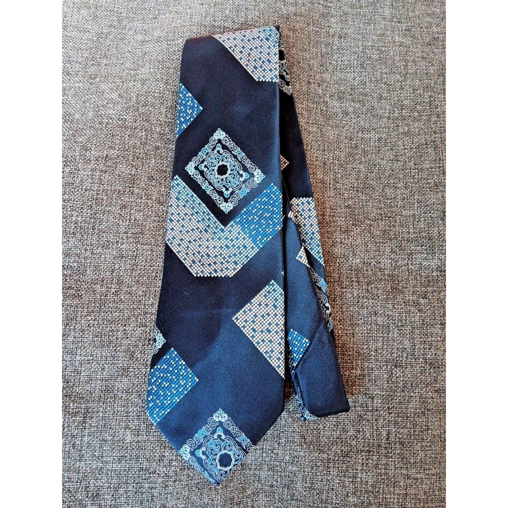 Alexanders  Tie 70s 80s 90s Y2K Mens Blue 4 Wide 55 Long